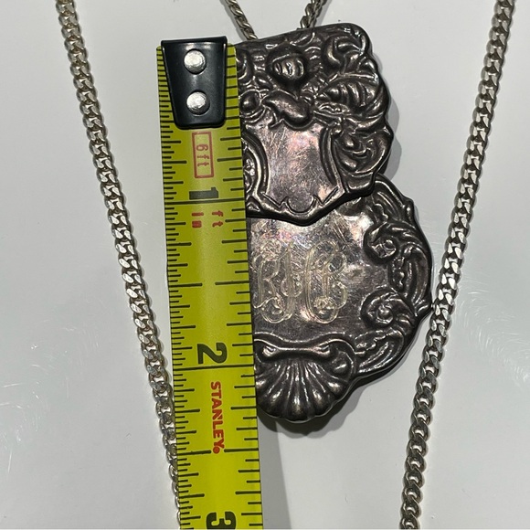 Vintage sterling Silver Knight Medallion necklace luggage Tag - Picture 14 of 16